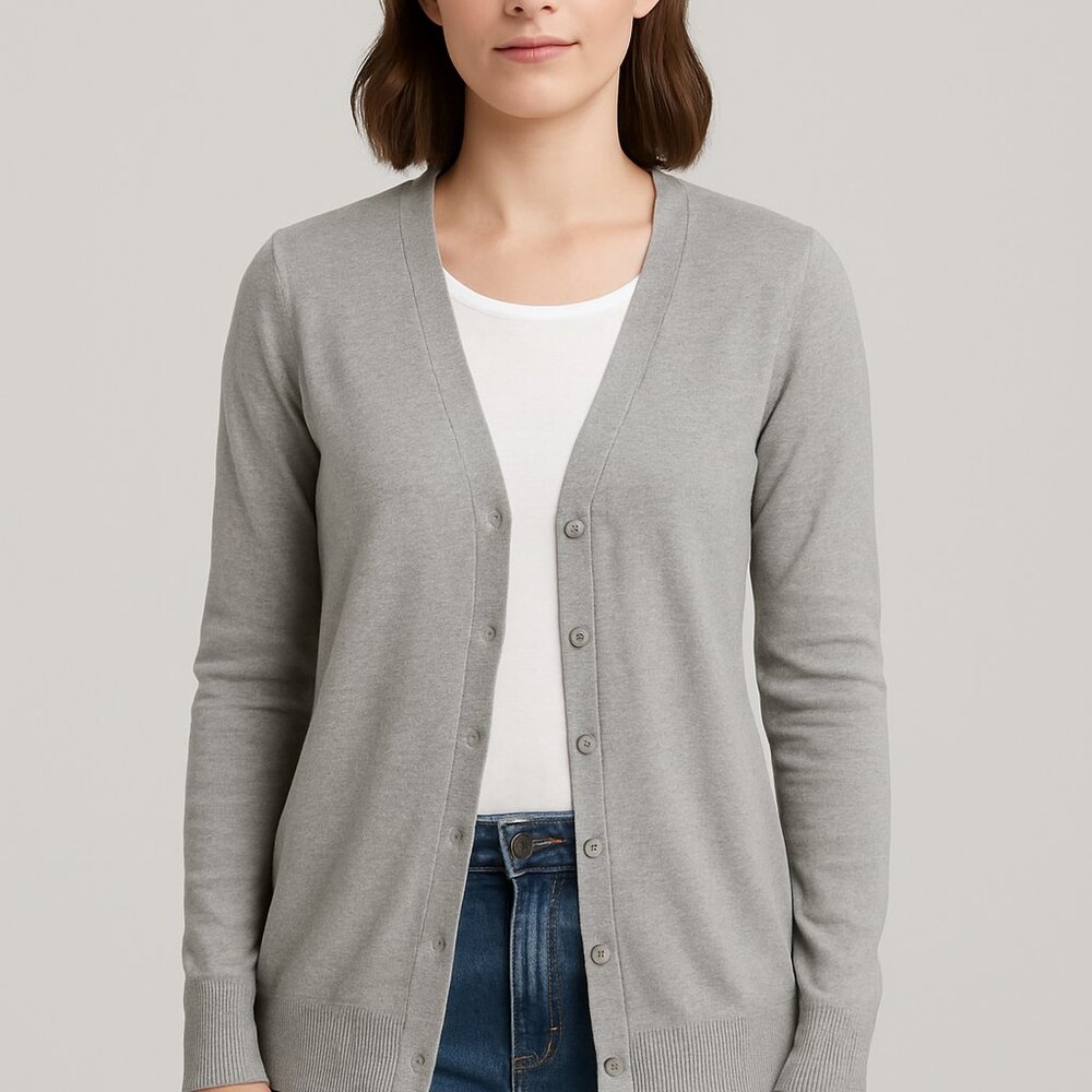 Merona Light Gray Button Front‎ Cardigan